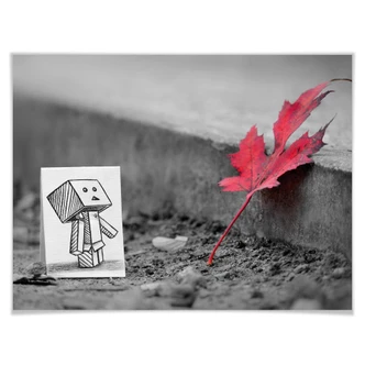 Poster Heine - Pencil vs. Camera - Red Leaf 