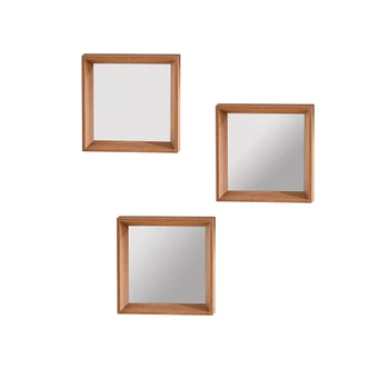 Wandspiegel 3er Set Holz klein - Bangkok - 26x26 cm 