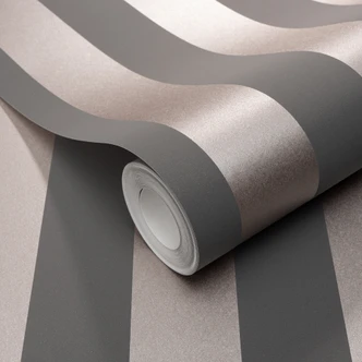 papier peint intissé sans PVC avec rayures et effet métallisé en gris, bronze 