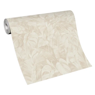 Tapeta z włókniny o wyglądzie dżungli w kolorze kremowym 