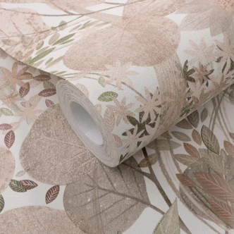 Vliestapete, Blättermotivtapete Secret Garden rose 