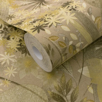 Vliestapete, Blättermotivtapete Secret Garden beige 