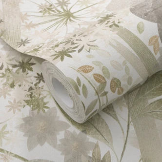 Vliestapete, Blättermotivtapete Secret Garden hellgrün 