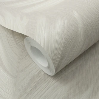 Icke-vävd tapet, tapet med bladmotiv Aurora ljus taupe 