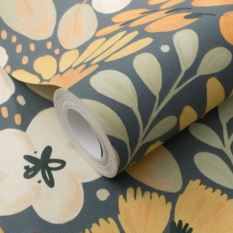 Vliestapete, Blumenmotivtapete La Terrasse blau 