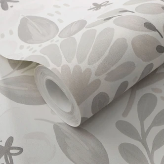 Vliestapete, Blumenmotivtapete La Terrasse grau, weiß 