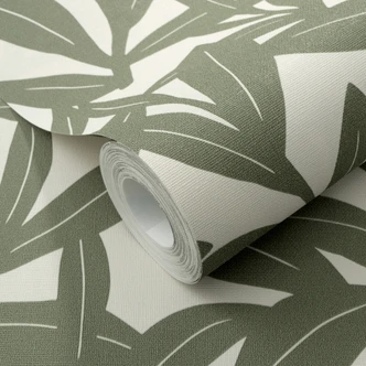 Vliestapete, Blumenmotivtapete La Terrasse grün, creme 