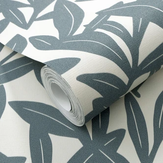 Vliestapete, Blumenmotivtapete La Terrasse blau, creme 