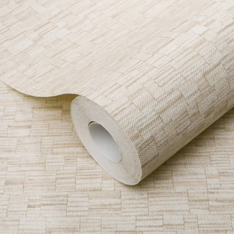 Ikke-vævet tapet i beige med en fin vævet struktur, subtilt moderne og tidløst Ikke-vævet tapet i beige med en fin vævet struktur, subtilt moderne og tidløst