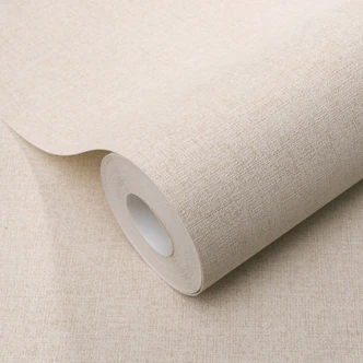 Ikke-vævet almindeligt beige sandtapet med en fin linnedstruktur, subtilt moderne og elegant Ikke-vævet almindeligt beige sandtapet med en fin linnedstruktur, subtilt moderne og elegant