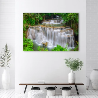Leinwandbild, Wasserfall Natur Wald 