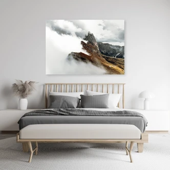 Canvasbillede, Bjergtoppe i skyerne 