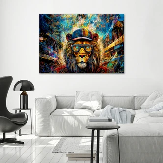 Canvasbillede, Farverige løvedyr 