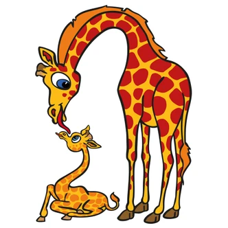 Wandtattoo Giraffe mit Kind 