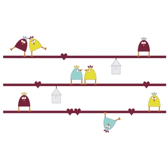 Adesivo murale - Uccelli sui fili 