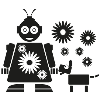 Muursticker Robot Fleur 