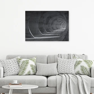 Leinwandbild, Grauer 3D Tunnel 