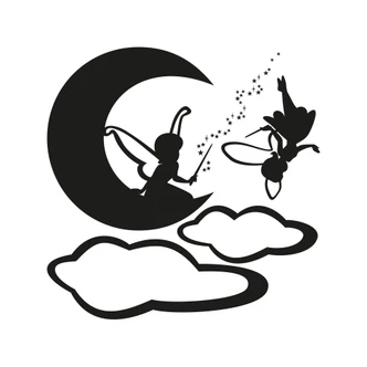 Sticker mural - Fées sur la lune 