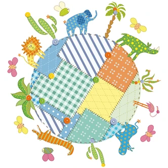 Wandtattoo Weltkugel mit Tieren (Muster) 