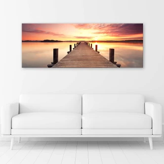 Canvasbillede, Solnedgang bro 