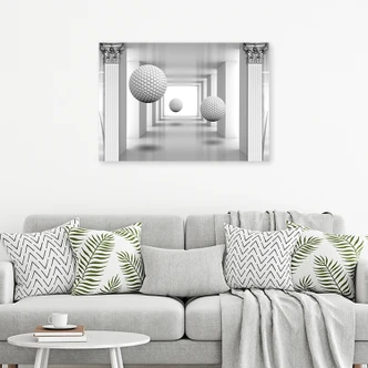 Leinwandbild, Kugeln im 3D Tunnel 