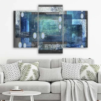 Leinwandbild 3-teilig, Abstrakt 3d Blau 