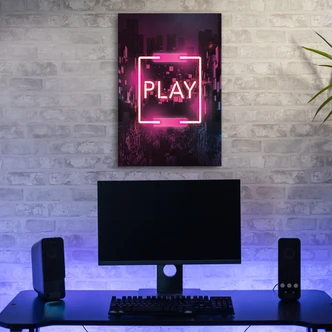 Leinwandbild, Pink Play Inschrift für den Spieler 