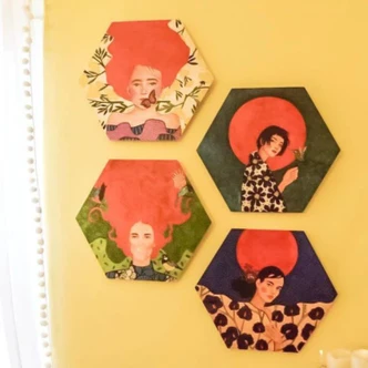 Hexagon - Holz Birke-Furnier - Hülya - Wir sind frei 