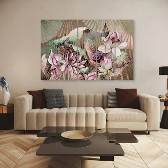 Leinwandbild 5 teilig, Heilige Lotos und Fanter 