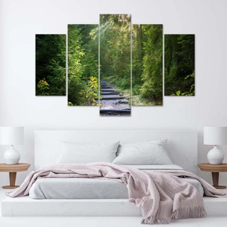 Wandbild 5-teilig, Wald Natur Grün Landschaft 