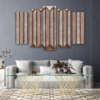 Leinwandbild 5 teilig, Buntes 3D -Fenster 