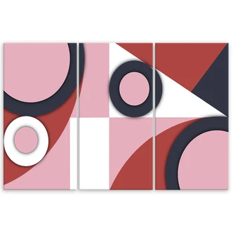 Leinwandbild 3 teilig, Geometrische Abstraktionsformen 