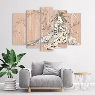 Stampa su tela 5 pezzi, Geisha giapponese tradizionale 