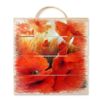 Holzbild Schmucker - Roter Mohn - 40x41,5 cm 