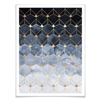 Frederiksson Plakat - Hexagons - Blue and Gold 