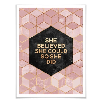 Poster Fredriksson - She Believed - rosa 