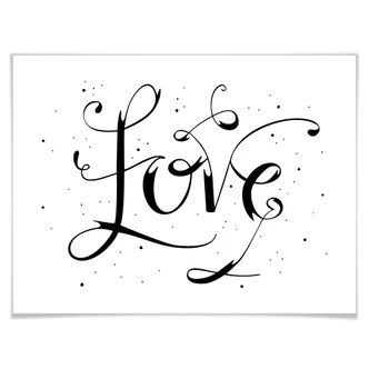Poster Handlettering Love - weiß 