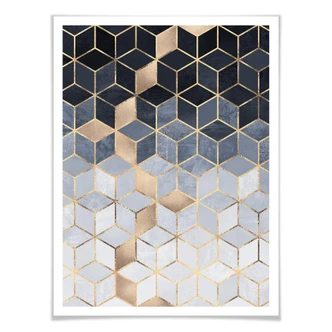 Frederiksson Plakat - Blue Geometry - Blå Geometri 