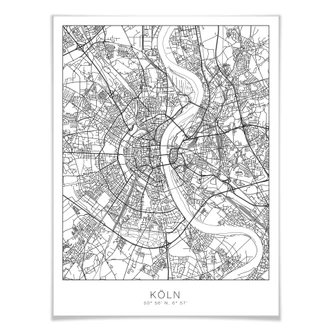 Póster mapa ciudad Colonia 