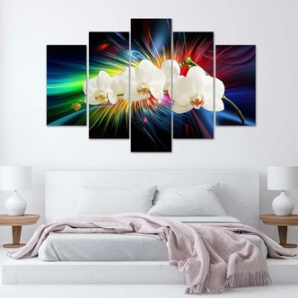 Leinwandbild 5 teilig, Bunte Orchidee 
