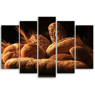 Leinwandbild 5 teilig, Brot und Weizen 