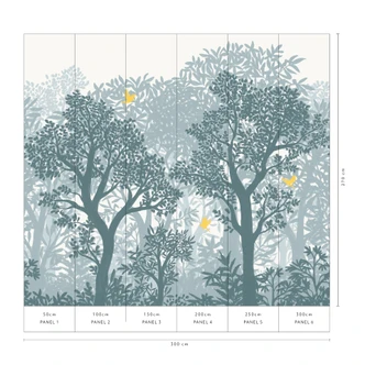 Fotobehang, landschap behang La Terrasse lichtblauw 2,7 x 3 m 