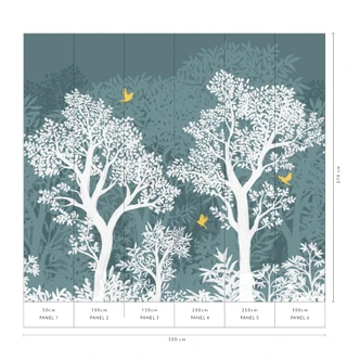 Fotobehang, landschap behang La Terrasse blauw 2,7 x 3 m 