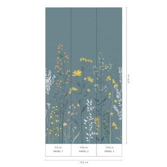 Fotobehang, landschapsbehang La Terrasse blauw, groen 2,7 x 1,5 m 