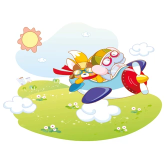 Wandtattoo Die vier Tierfreunde - Rundflug 