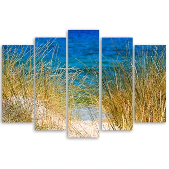 Wandbild 5-teilig, Strand See Gras Natur 