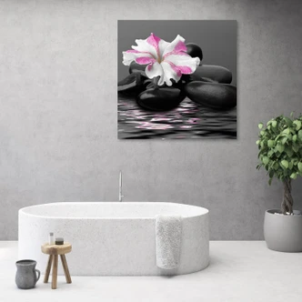 Leinwandbild, Steine ​​rosa Blume Zen 