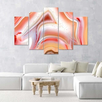 Leinwandbild 5 teilig, Pastell-Abstraktion 