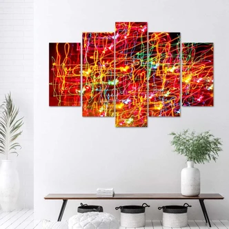 Leinwandbild 5 teilig, Rote Abstraktion 