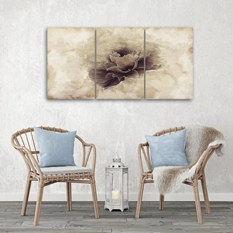 Leinwandbild 3-teilig, Rose Flower Vintage Beige 